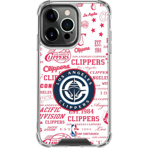 NBA Los Angeles Clippers Blast Logos iPhone 15 Pro Clear Case